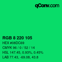 Color code: RGB 8 220 105 | qconv.com