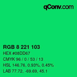 Color code: RGB 8 221 103 | qconv.com