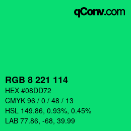 Color code: RGB 8 221 114 | qconv.com