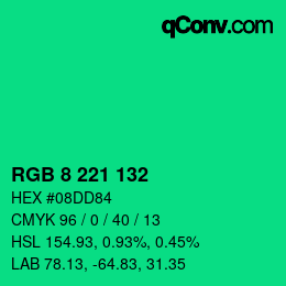 Color code: RGB 8 221 132 | qconv.com