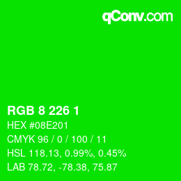 Color code: RGB 8 226 1 | qconv.com