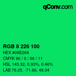 Color code: RGB 8 226 100 | qconv.com