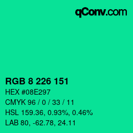 Color code: RGB 8 226 151 | qconv.com
