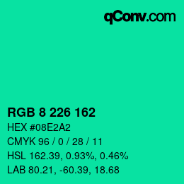 カラーコード: RGB 8 226 162 | qconv.com