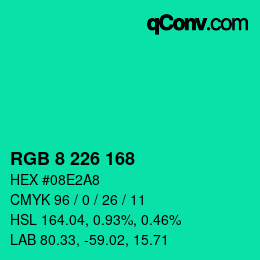 Color code: RGB 8 226 168 | qconv.com