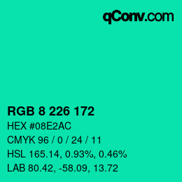 Color code: RGB 8 226 172 | qconv.com