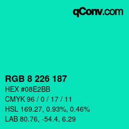 Color code: RGB 8 226 187 | qconv.com