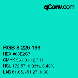 Color code: RGB 8 226 199 | qconv.com