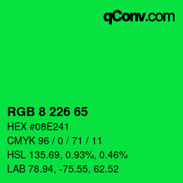 カラーコード: RGB 8 226 65 | qconv.com