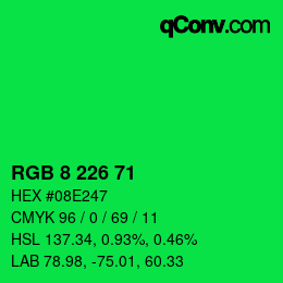 Color code: RGB 8 226 71 | qconv.com