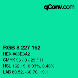 Color code: RGB 8 227 162 | qconv.com