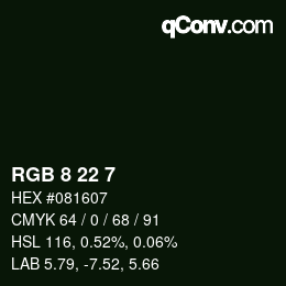 Color code: RGB 8 22 7 | qconv.com