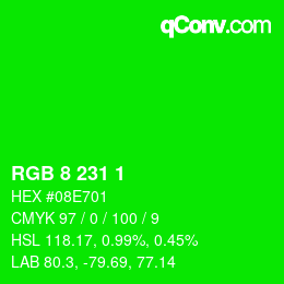 Color code: RGB 8 231 1 | qconv.com