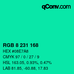 カラーコード: RGB 8 231 168 | qconv.com