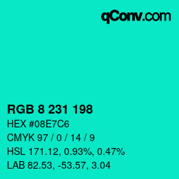 Color code: RGB 8 231 198 | qconv.com