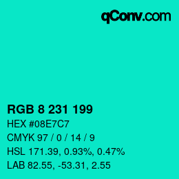 Color code: RGB 8 231 199 | qconv.com