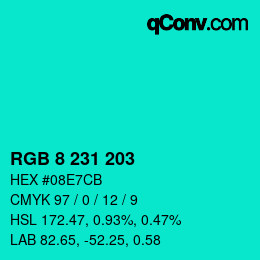 カラーコード: RGB 8 231 203 | qconv.com