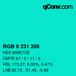 Color code: RGB 8 231 206 | qconv.com