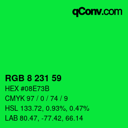 カラーコード: RGB 8 231 59 | qconv.com