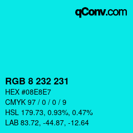 Color code: RGB 8 232 231 | qconv.com
