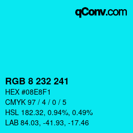 Color code: RGB 8 232 241 | qconv.com