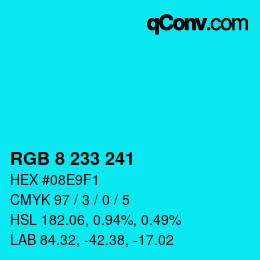 Color code: RGB 8 233 241 | qconv.com
