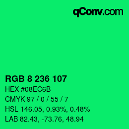 Color code: RGB 8 236 107 | qconv.com