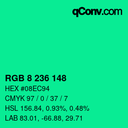 Color code: RGB 8 236 148 | qconv.com