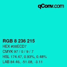 Color code: RGB 8 236 215 | qconv.com