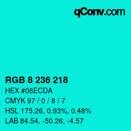 Color code: RGB 8 236 218 | qconv.com
