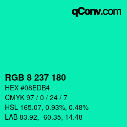 Color code: RGB 8 237 180 | qconv.com