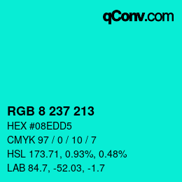 Color code: RGB 8 237 213 | qconv.com