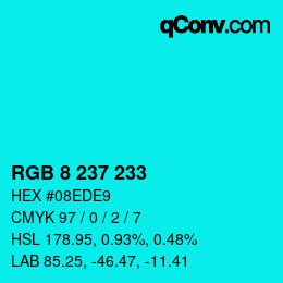 Color code: RGB 8 237 233 | qconv.com