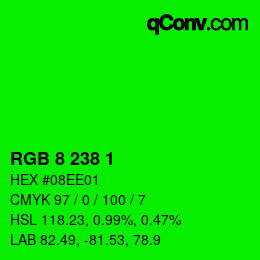 Color code: RGB 8 238 1 | qconv.com