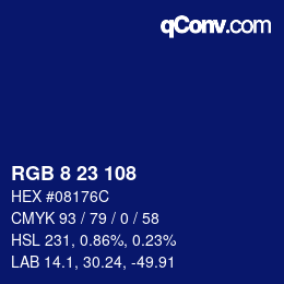Color code: RGB 8 23 108 | qconv.com