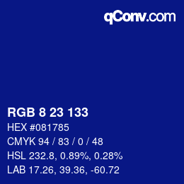 Color code: RGB 8 23 133 | qconv.com