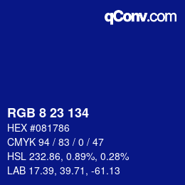 Color code: RGB 8 23 134 | qconv.com