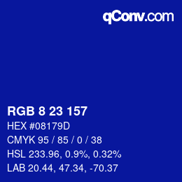 Color code: RGB 8 23 157 | qconv.com