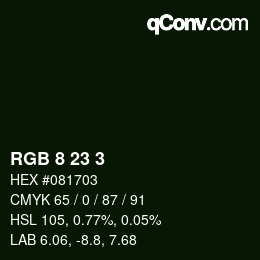 Color code: RGB 8 23 3 | qconv.com