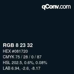 Color code: RGB 8 23 32 | qconv.com
