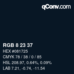 カラーコード: RGB 8 23 37 | qconv.com