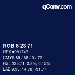 Color code: RGB 8 23 71 | qconv.com