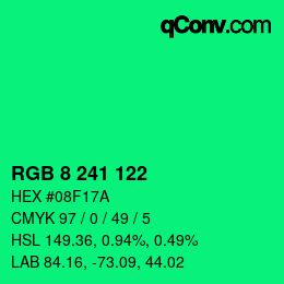 Color code: RGB 8 241 122 | qconv.com