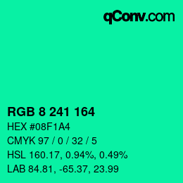 Color code: RGB 8 241 164 | qconv.com