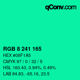 Color code: RGB 8 241 165 | qconv.com