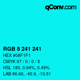 Color code: RGB 8 241 241 | qconv.com