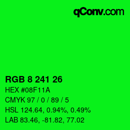 Color code: RGB 8 241 26 | qconv.com