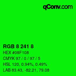 Color code: RGB 8 241 8 | qconv.com
