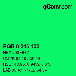 Farbcode: RGB 8 246 103 | qconv.com
