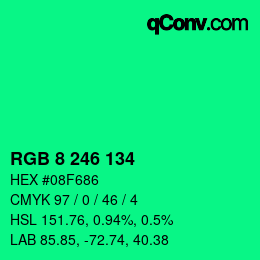 Color code: RGB 8 246 134 | qconv.com